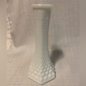 Vintage E.O. Brody Co Hexagonal Hobnail Milk Glass Bud Vase Cleveland, Ohio